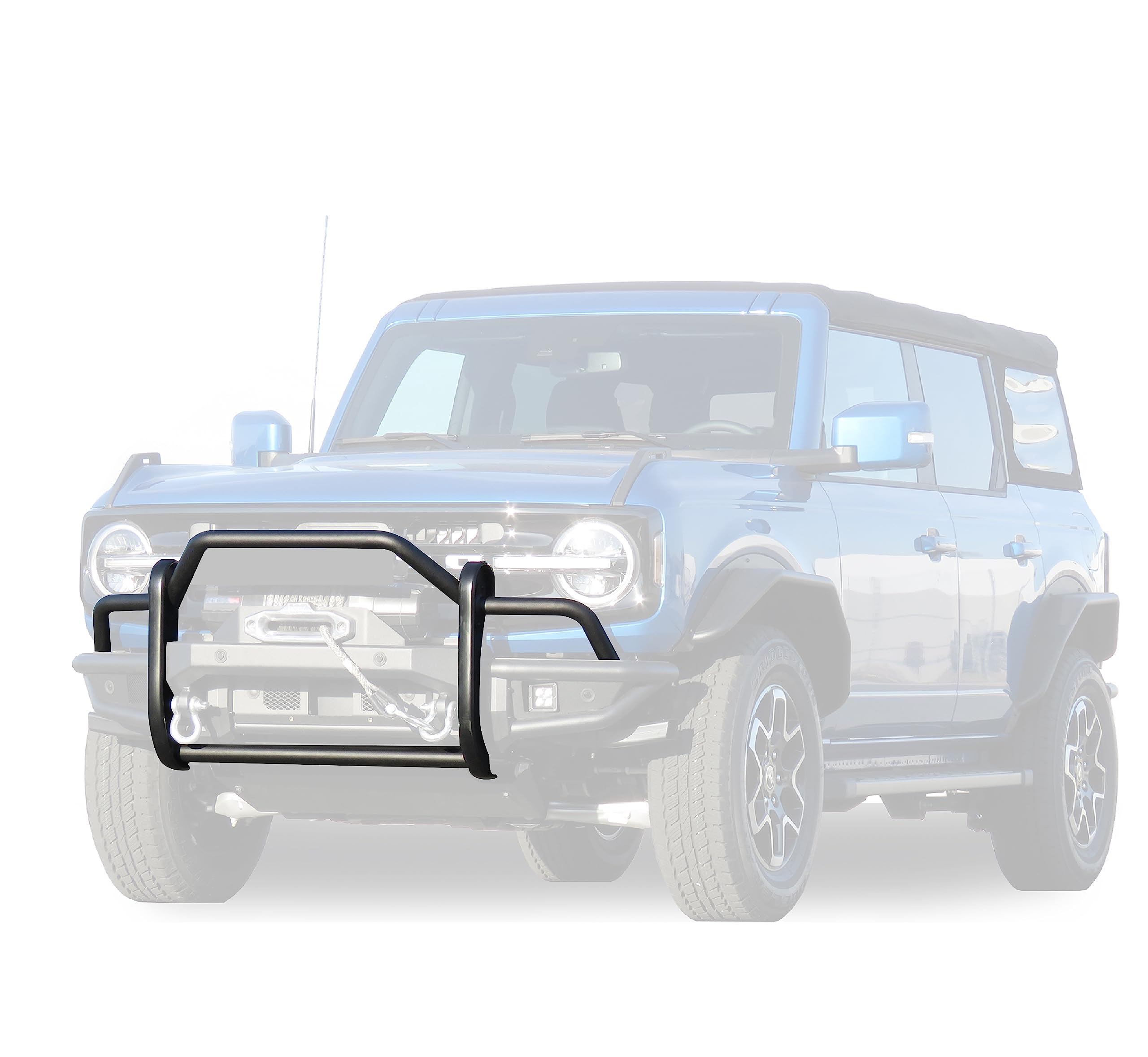 Heavy Duty Black Horse Tubular Grille Guard Matte Black Compatible with 2021-2024 Ford Bronco-GG-FB22HD