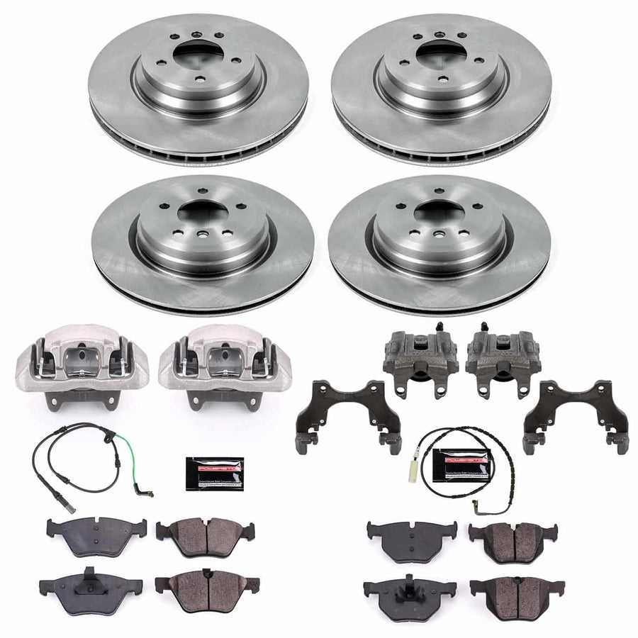 Power Stop KCOE6921 Autospeciality Brake Caliper Kit- Front & Rear Brake Rotors, Ceramic Brake Pads, Brake Calipers