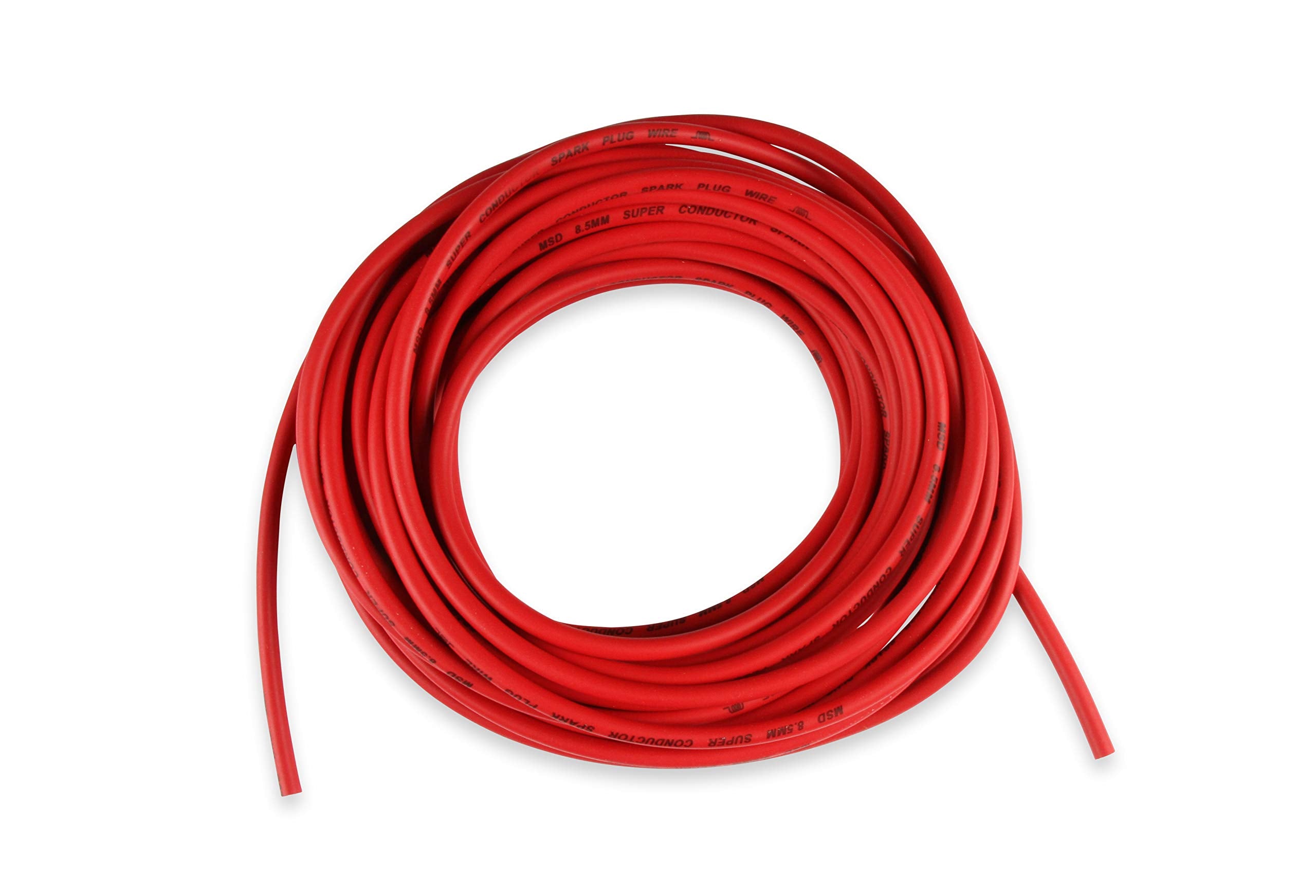 8.5mm MSD Super Conductor Spark Plug Wire, Red 50 Ft