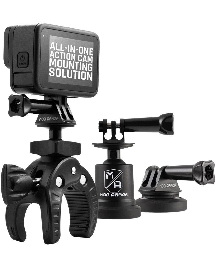 Mob Armor Accessory Kit Action Camera - Complete Bundle with Adjustable Claw Grip, Magnetic Holders, Steel Mounting Plates, and Travel-Friendly Nylon Case for On-The-Go Filming