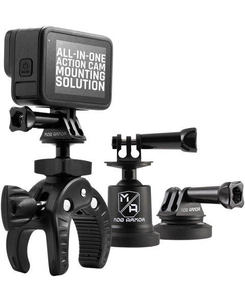 Mob Armor Accessory Kit Action Camera - Complete Bundle with Adjustable Claw Grip, Magnetic Holders, Steel Mounting Plates, and Travel-Friendly Nylon Case for On-The-Go Filming