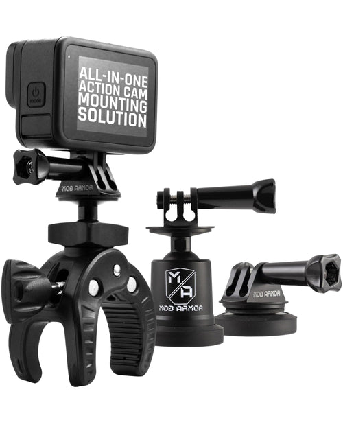 Mob Armor Accessory Kit Action Camera - Complete Bundle with Adjustable Claw Grip, Magnetic Holders, Steel Mounting Plates, and Travel-Friendly Nylon Case for On-The-Go Filming