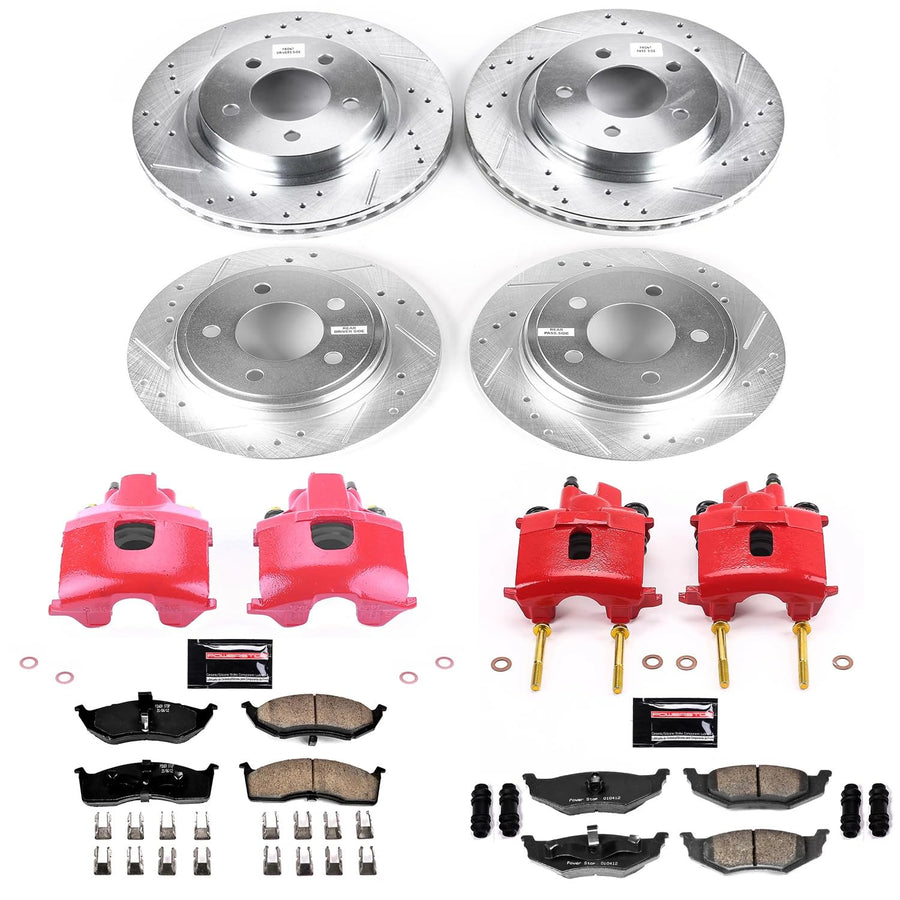 Power Stop KC6177 Z23 Evolution Sport Brake Upgrade Kit Front and Rear with Powder Coated Calipers For Chrysler Concorde 1998-2004, Dodge Intrepid 1998-2004 [Model Specific]
