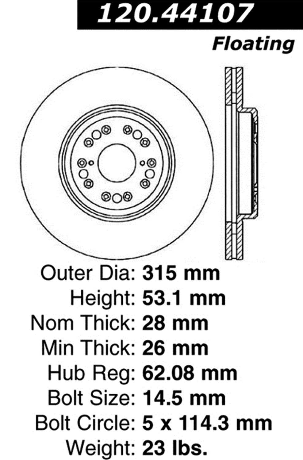 Sport Drilled/Slotted Brake Rotor StopTech 127.44107L (Front Left), 1 Pack