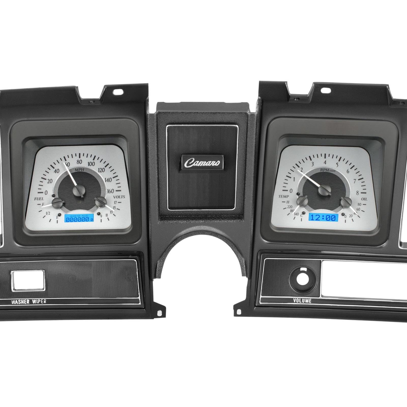 Dakota Digital VHX-69C-CAM-S-B Analog Dash Gauge System Compatible with 1969 Chevy Camaro Silver Alloy Blue Backlighting