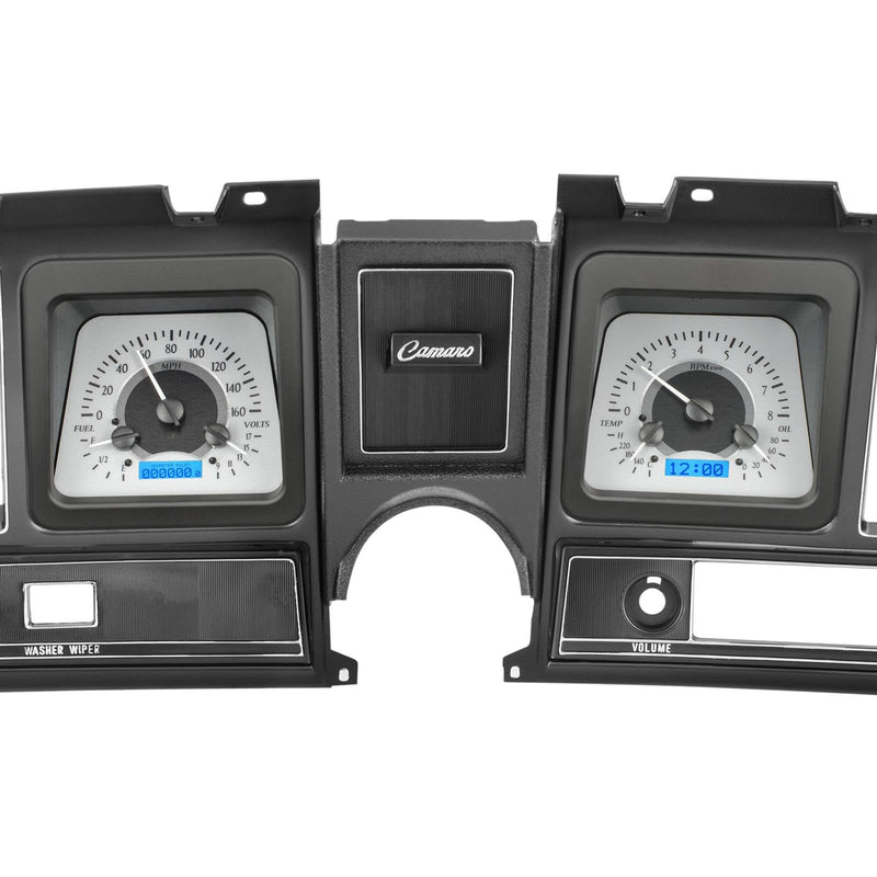 Dakota Digital VHX-69C-CAM-S-B Analog Dash Gauge System Compatible with 1969 Chevy Camaro Silver Alloy Blue Backlighting