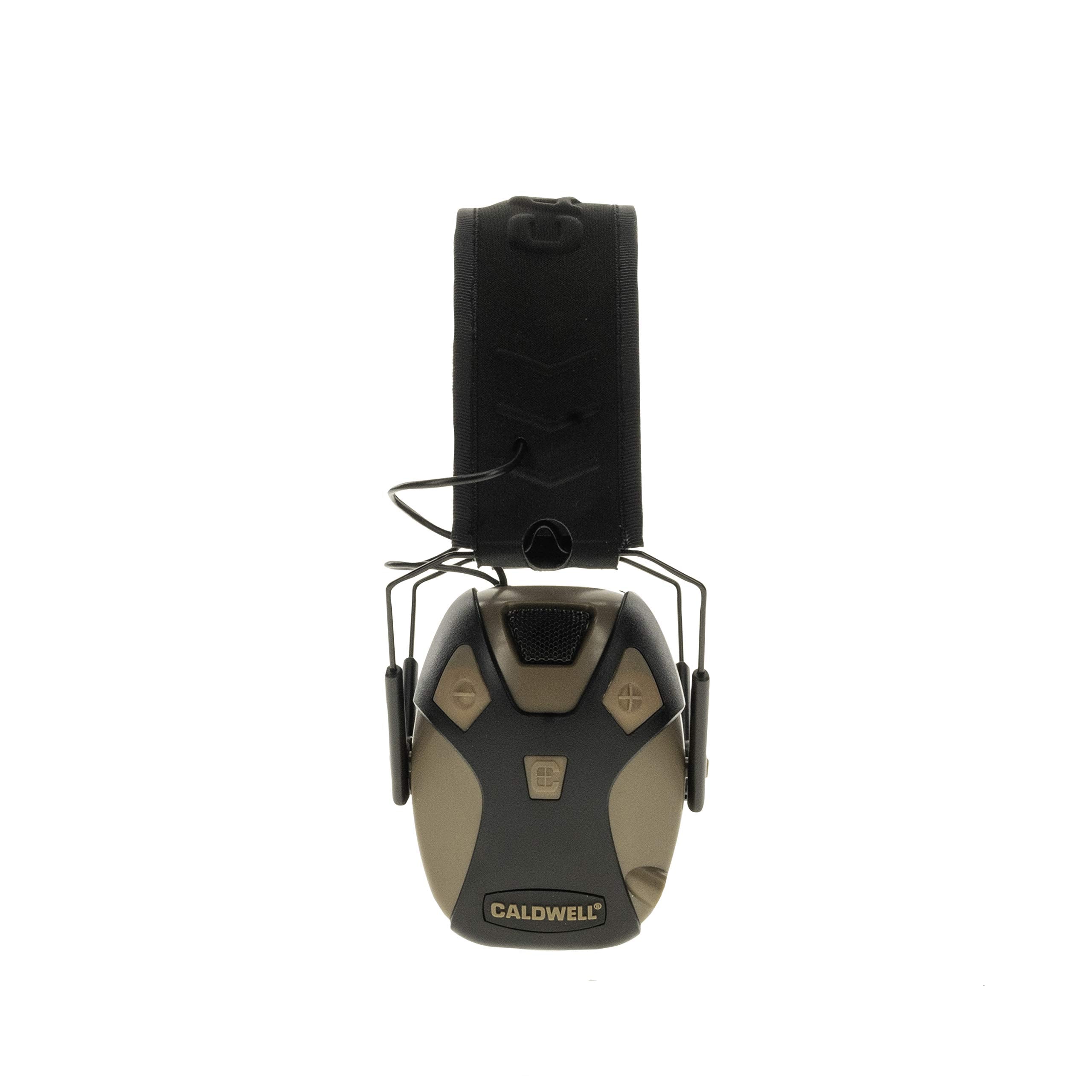 Caldwell E-MAX Pro Electronic Hearing Protection Adjustable Lo Pro Earmuffs for Shooting, Hunting and Range 23-24 NRR, Brown