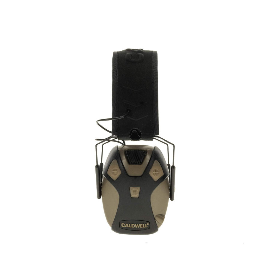 Caldwell E-MAX Pro Electronic Hearing Protection Adjustable Lo Pro Earmuffs for Shooting, Hunting and Range 23-24 NRR, Brown