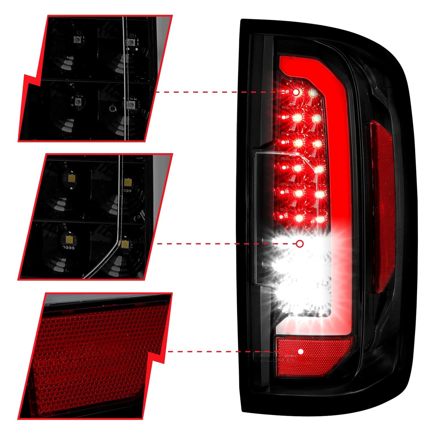 15-21 GMC Canyon ANZO LED Taillights w/Light Bar Black Housing Smoke Lens (311403)