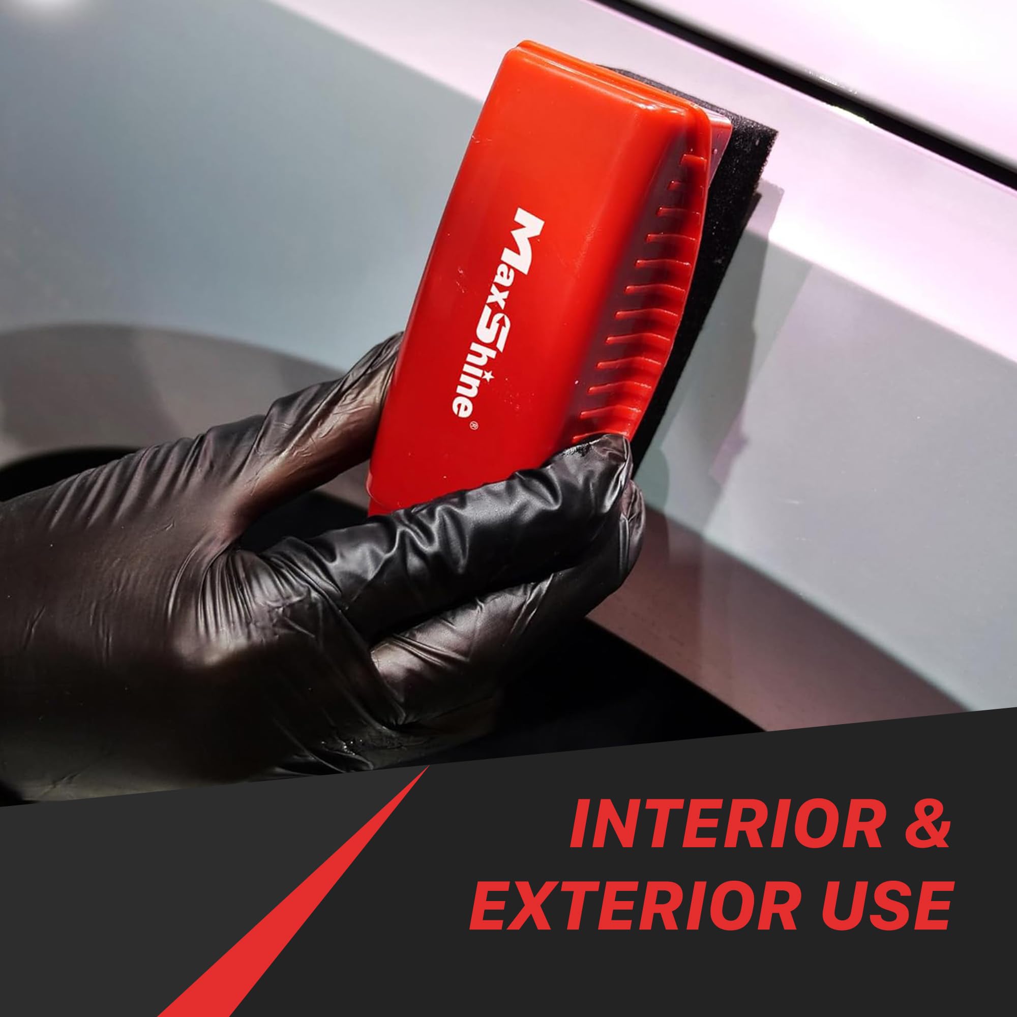 Maxshine Tire Shine Universal Applicator with Protective Cover | Dense Foam Pad with Ergonomic Grip | Mess-Free Tool for Coating, Cleaning & Car Detailing | Auto, Boat & Marine Detailing
