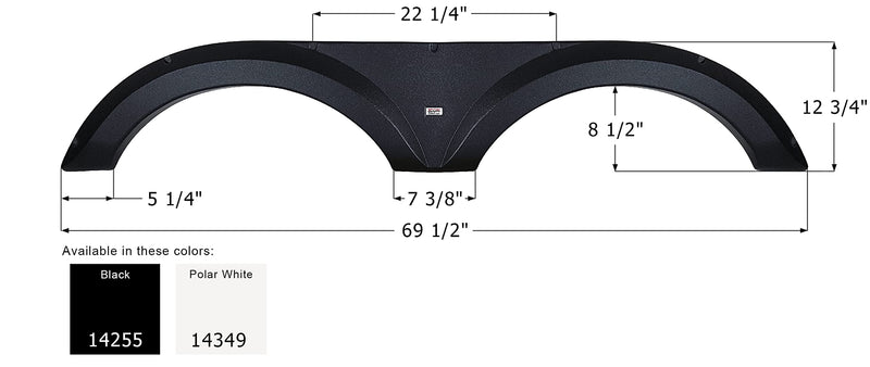 Fender Skirt ICON 14255, Tandem, Jayco, FS4255, Black