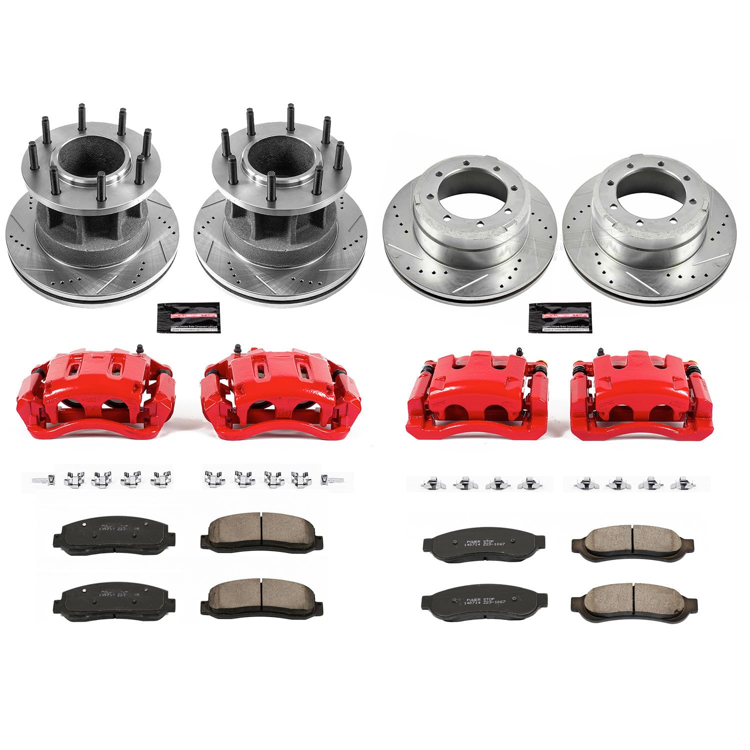 Power Stop Z23 KC4032 Evolution Front and Rear Brake Caliper Kit- Brake Rotors, Brake Pads, Brake Calipers For Ford F-350 Super Duty 2007-2010 [Model Specific]