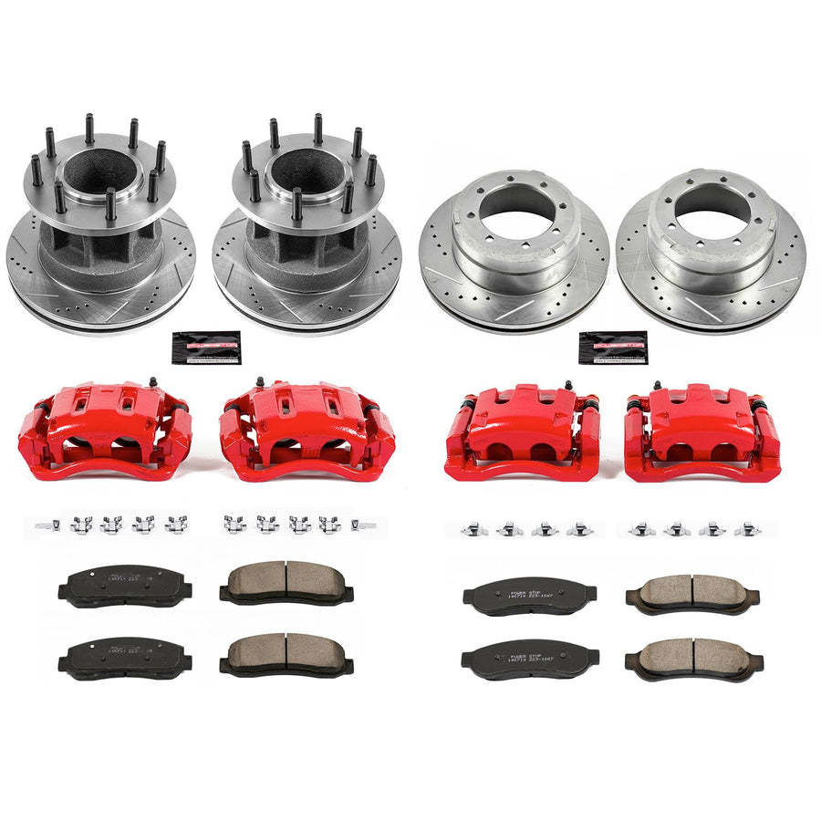 Power Stop Z23 KC4032 Evolution Front and Rear Brake Caliper Kit- Brake Rotors, Brake Pads, Brake Calipers For Ford F-350 Super Duty 2007-2010 [Model Specific]