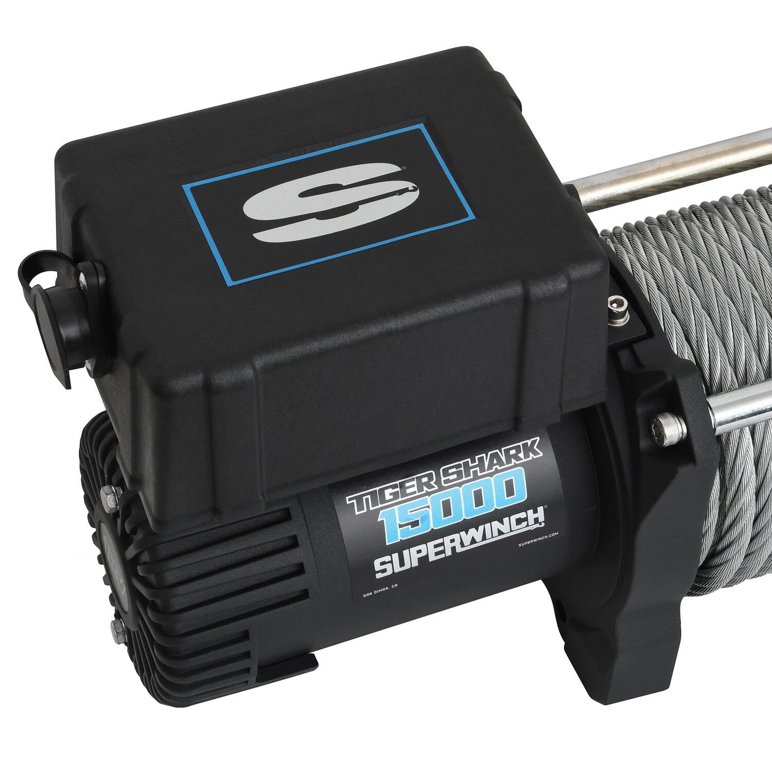 Tiger Shark SUPERWINCH, 15000 lb Capacity, Roller Fairlead, 7/16 in x 82 ft Steel Rope, 12V, Kit