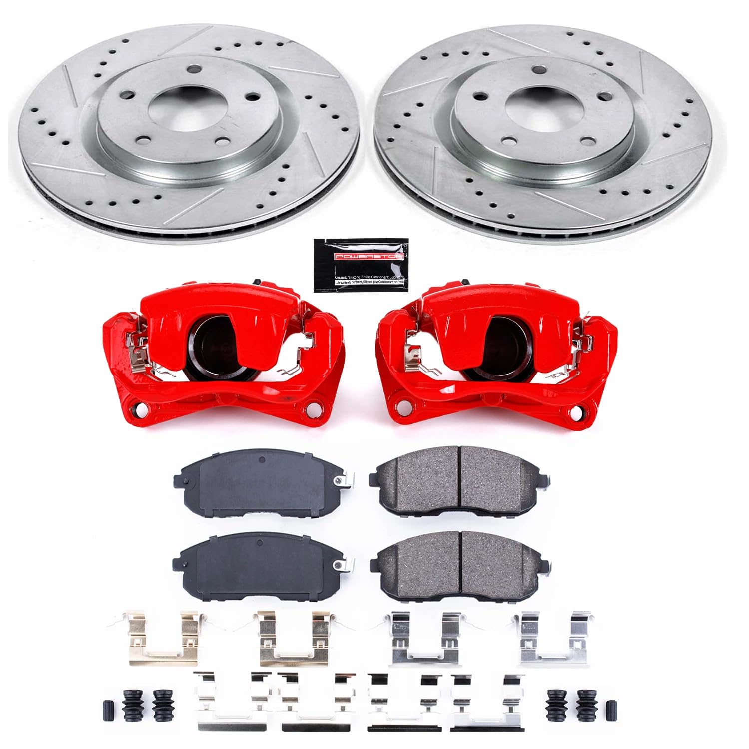 Power Stop Z23 Evolution KC5217A Front Brake Caliper Kit- Brake Rotors, Brake Pads, Brake Calipers For Nissan Sentra 2007-2012 [Model Specific]