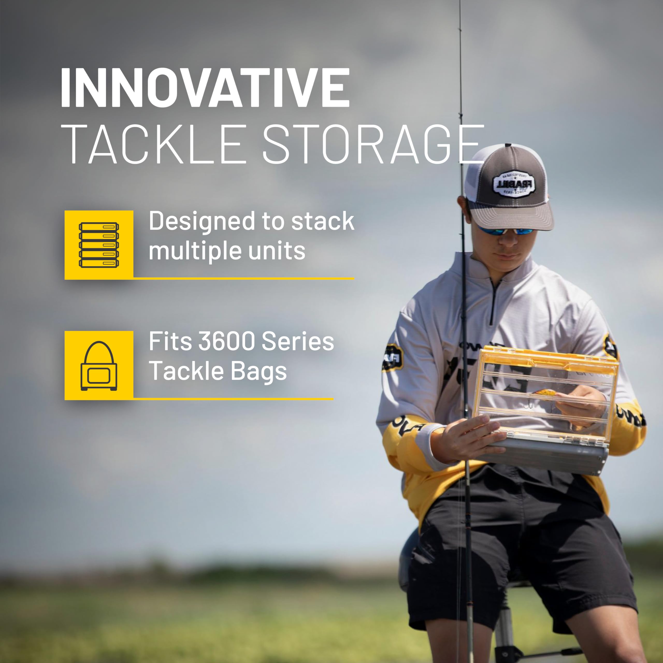 Flex Plano EDGE 3600 Tackle Storage, Includes 38 Flex Dividers, Gray and Yellow, Customizable Waterproof Tackle Box Organization, Rustrictor Rust-Resistant Technology