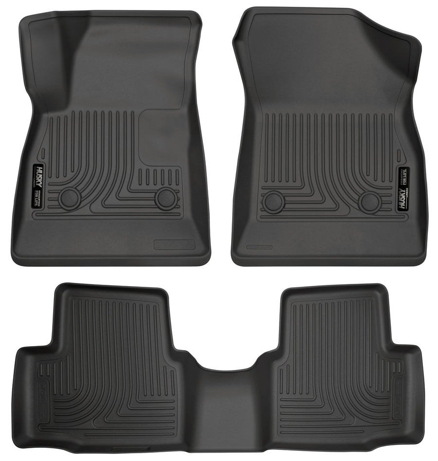 Husky Liners Floor Mats Weatherbeater | Fits 2016 - 2020 Chevrolet Cruze | Front & 2nd Row, 3-pc Black - 99161