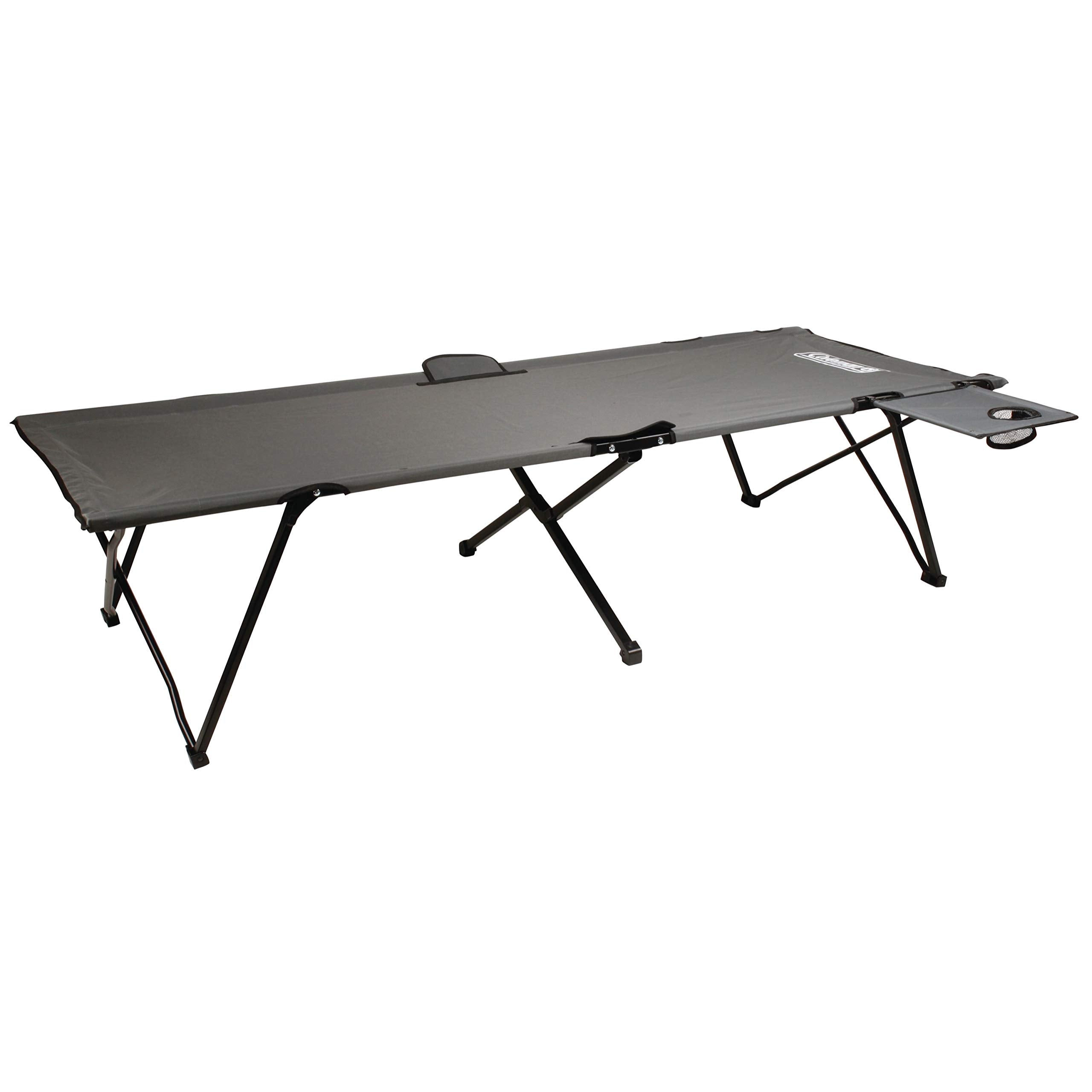 Coleman Big ‘n Tall Pack-Away Camping Cot with Removable Side Table, Extra Wide Cot Fits Adults up to 6ft 6in or 300lbs, Carry Bag Included