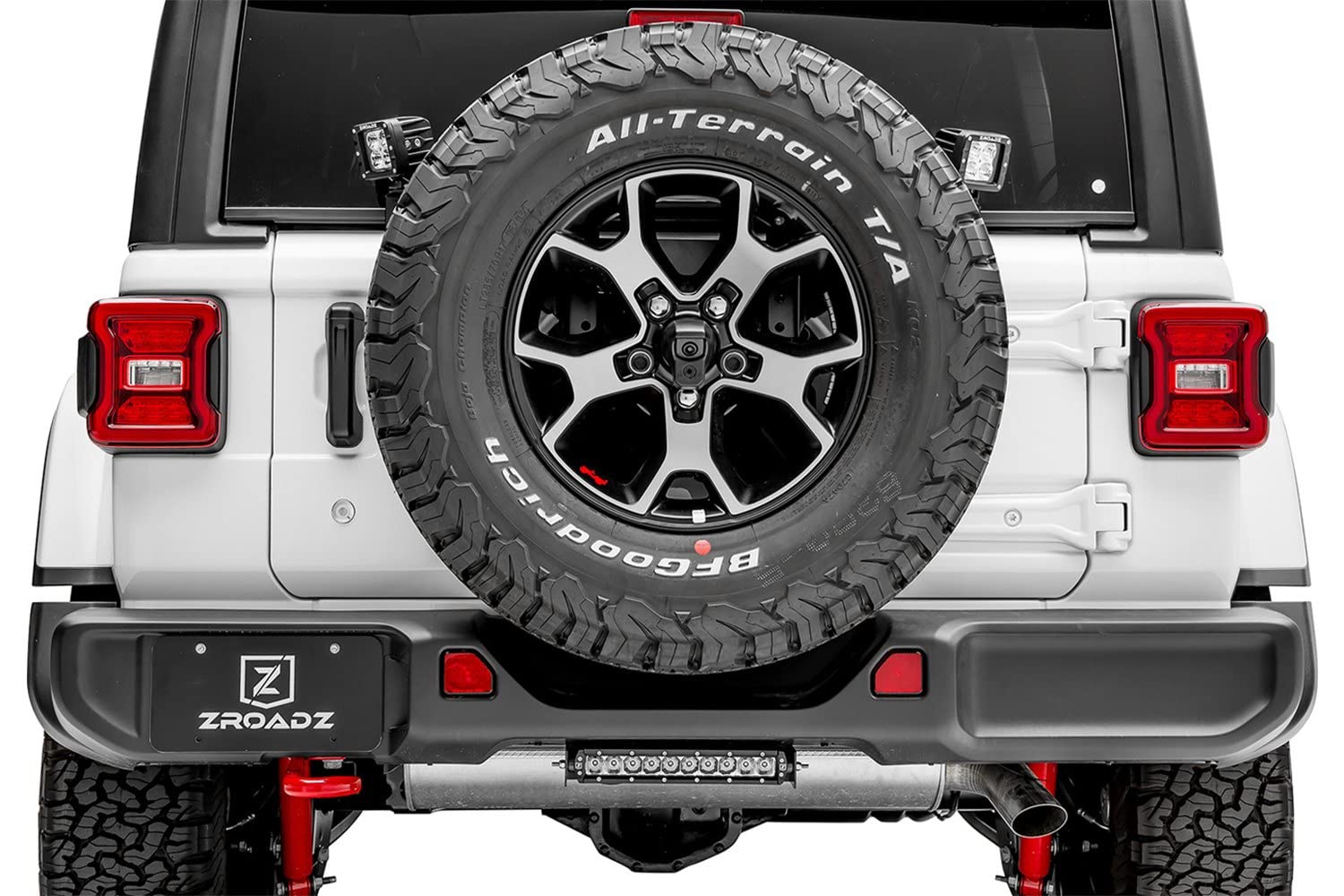 ZROADZ LED Bracket Rear Tire - Compatible w/ 2019-2022 Jeep JL - to Mount (2) 3 Inch LED Pod Lights - Mild Steel Gloss Black Finish - Bolt-On Easy Installation - PN #Z394951