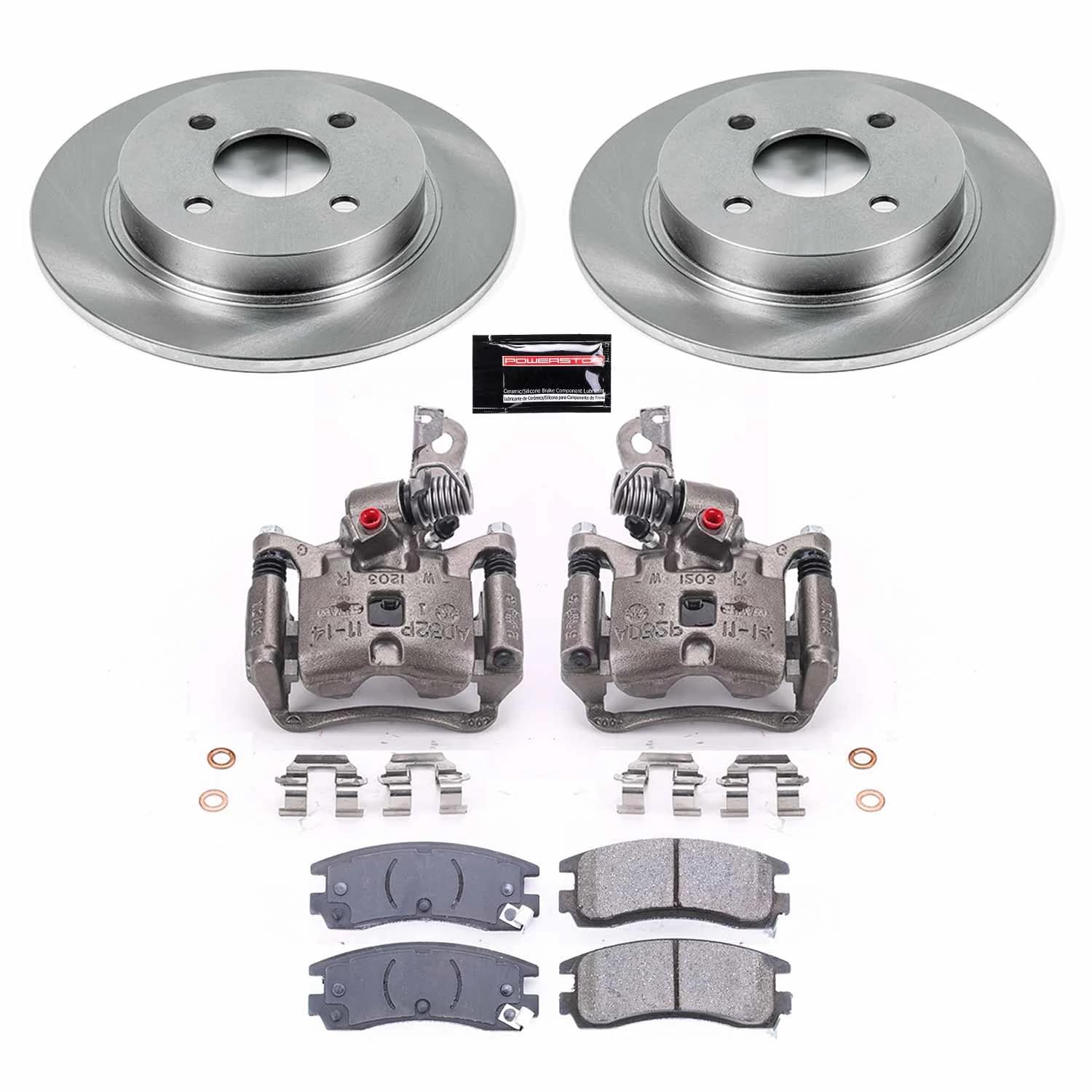 Power Stop KCOE5133 Replacement Autospeciality Rear Caliper Kit- OE Rotors, Ceramic Brake Pads, Calipers For SC1, SC2, SL, SL1, SL2, SW1, SW2 [Model Specific]