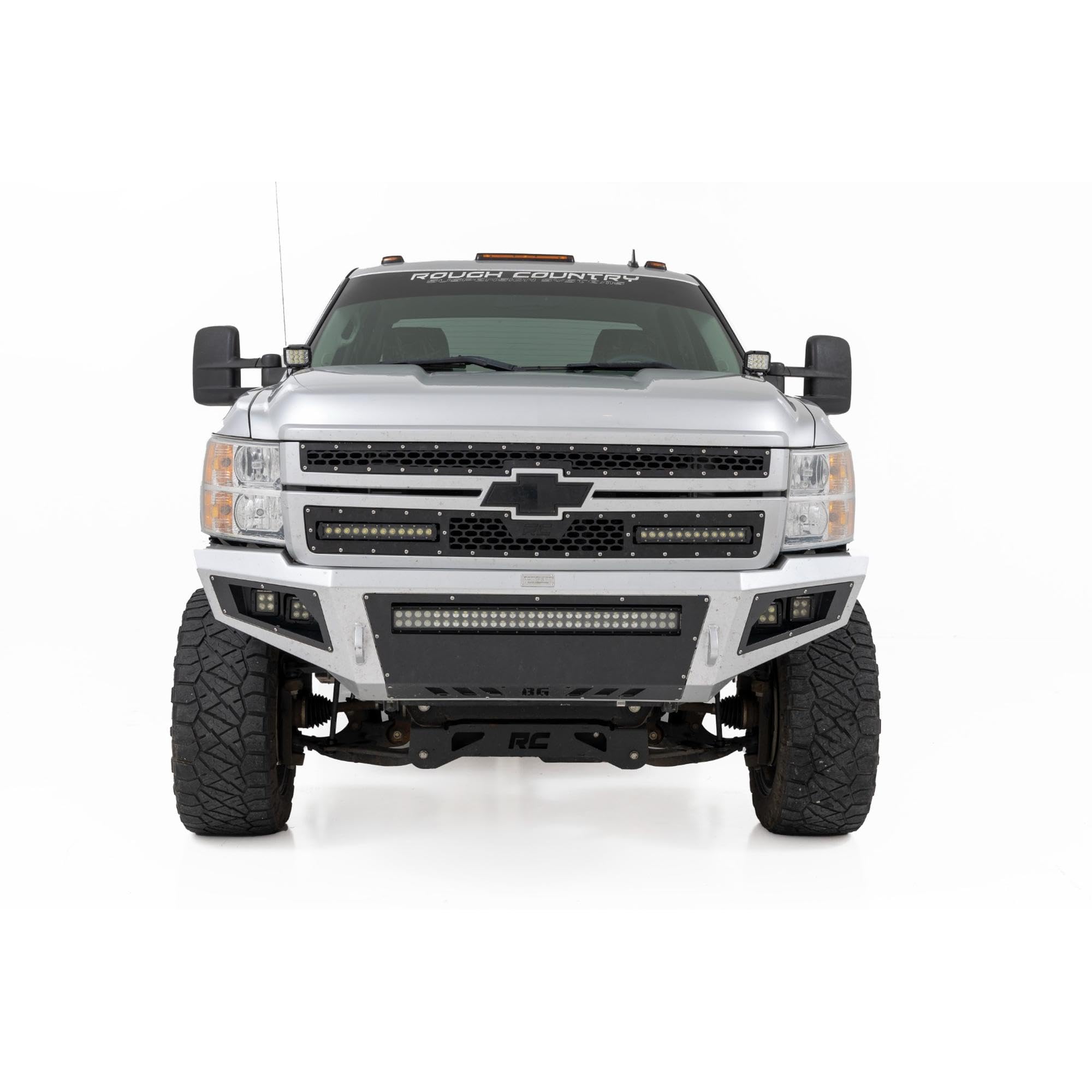 Rough Country LED Ditch Light Kit for 1500/2500HD/3500HD Chevy & GMC (2007-2014) - Hood Mount, 80W Dual 2" Spectrum Series Lights, 9600 Lumens, Wide Beam