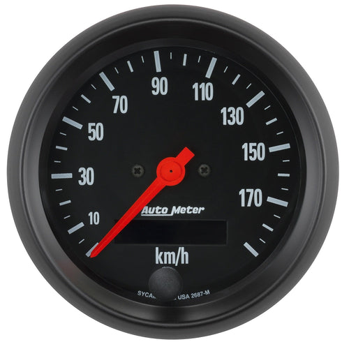 Speedometer AutoMeter 2687-M Gauge, 3 3/8", 190Km/H, Elec. Prog. W/LCD Odo, Z-Series