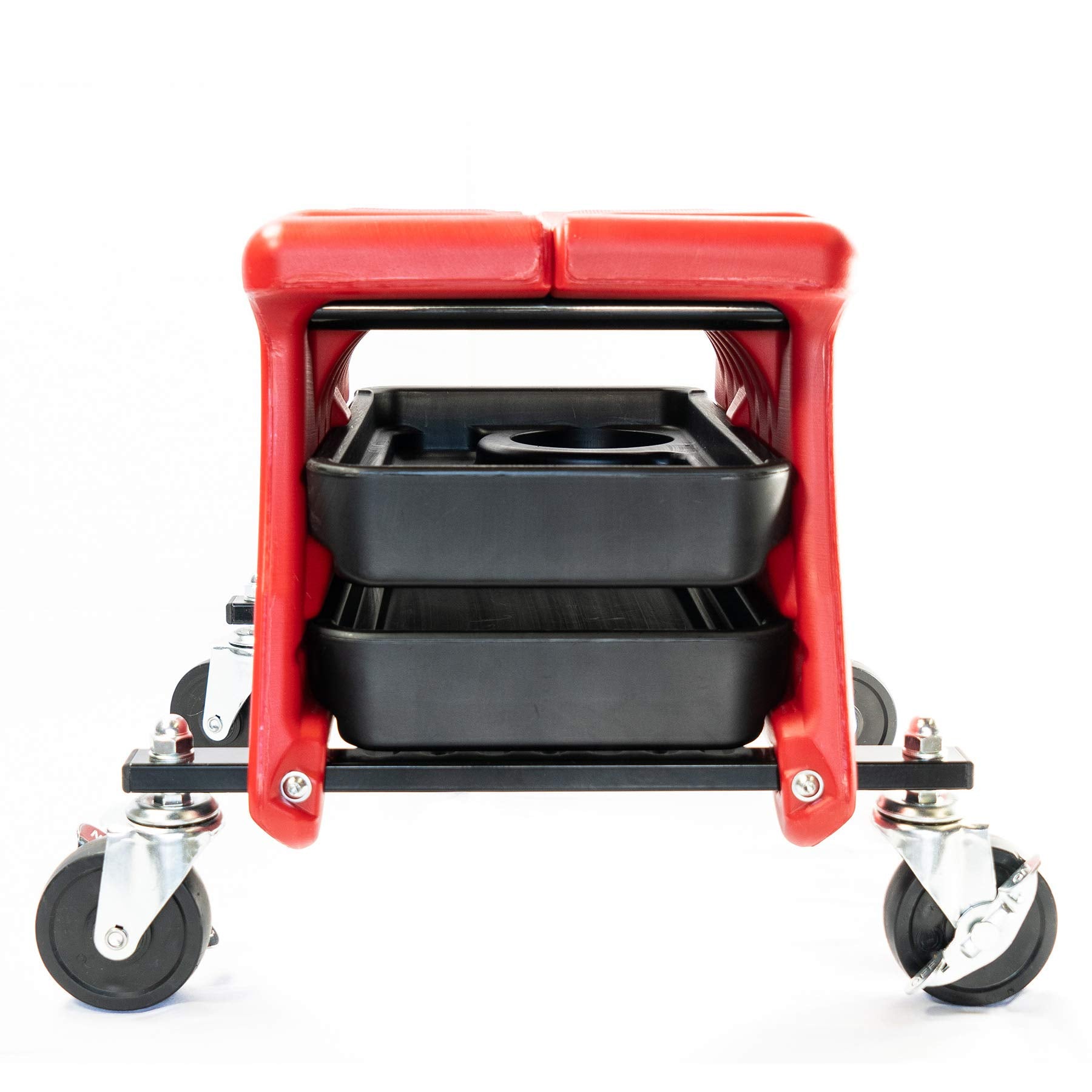 Powerbuilt Garage Seat Rolling with Tool Trays, Smooth Ball Wheel Bearing Casters 300 Pound Capacity Stool, Detailing, Motorcycle, Gardening - 240283
