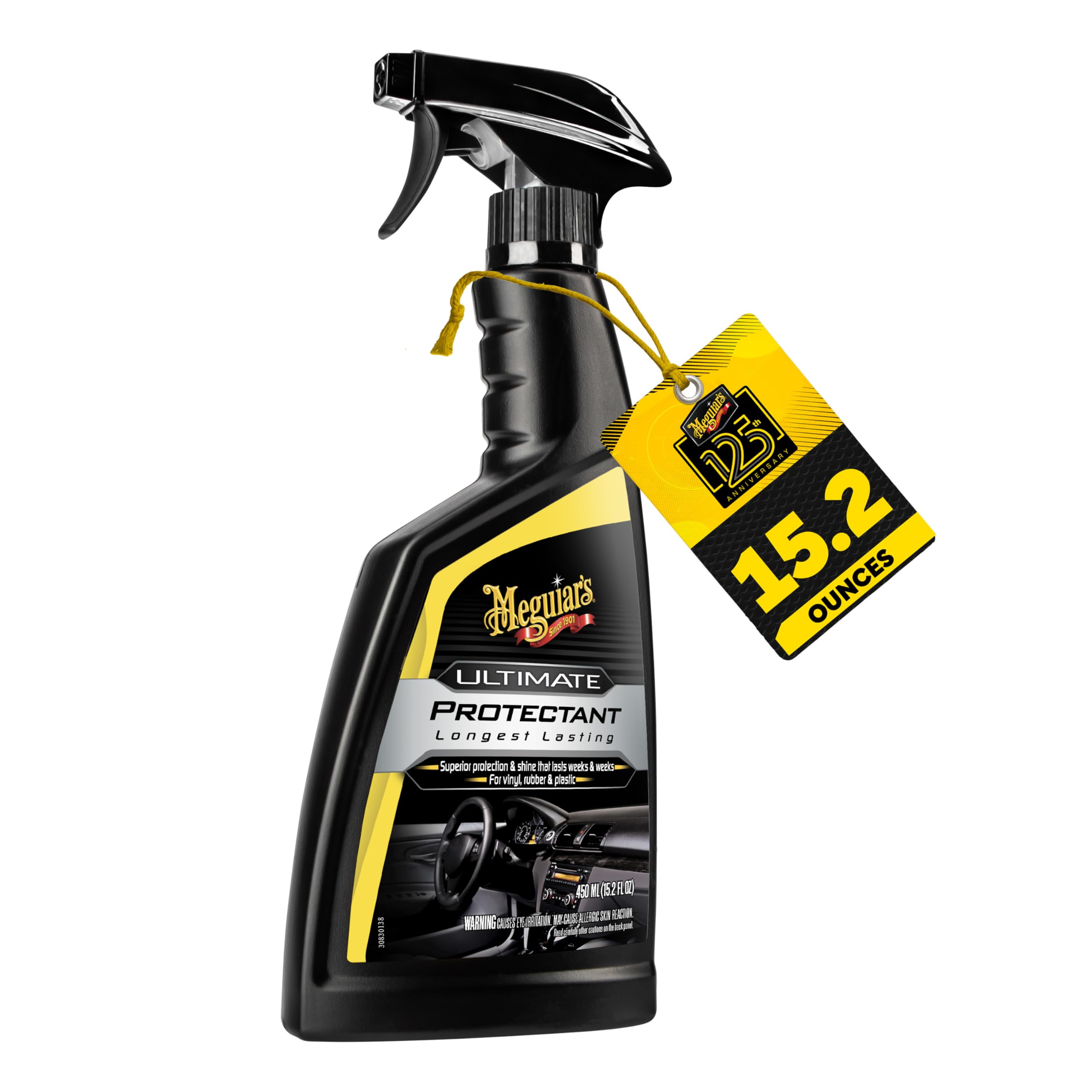 Ultimate Protectant Meguiar's, Exterior & Car Interior Protectant with UV Clear Coat Technology, Non-Greasy Formula for Shining and Protecting Vinyl, Rubber, and Plastic, 15.2 Oz Spray Bottle