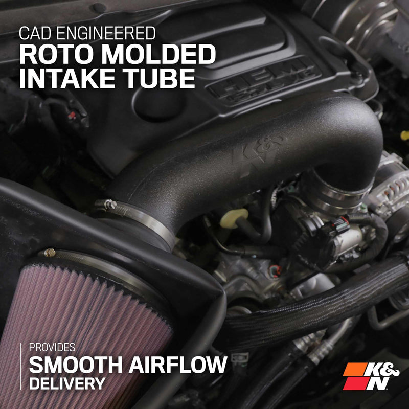 Cold Air Intake System K&N: High-Flow Air Filter, Increase Performance & Towing: Compatible with 2019-2024 RAM 1500, 63-1578