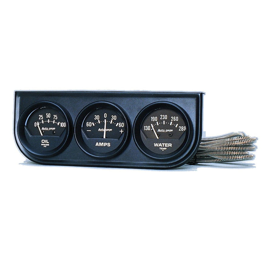 AUTO METER Autogage 2347 Black Console Oil/Amp/Water Gauge 2.3125 in.