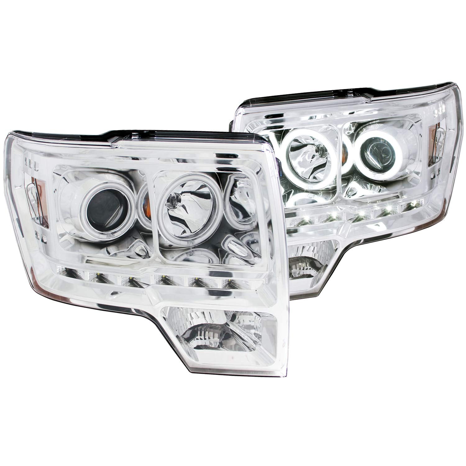 Chrome/Amber AnzoUSA Halogen Projector Headlight for Ford F-150