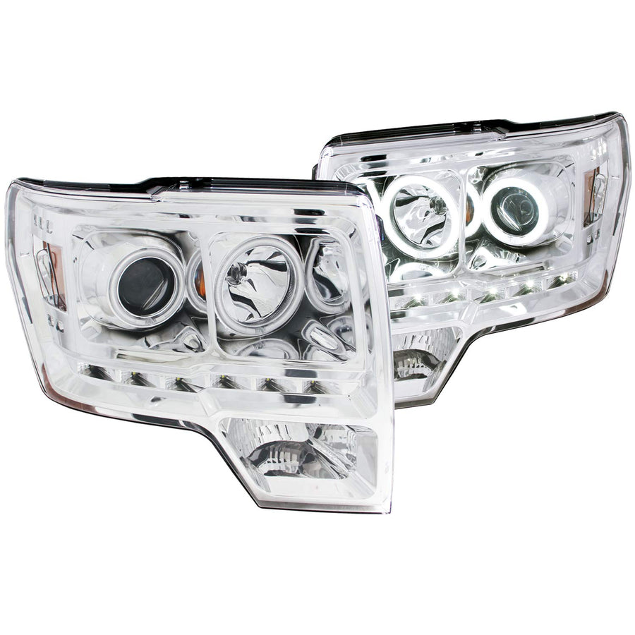 Chrome/Amber AnzoUSA Halogen Projector Headlight for Ford F-150