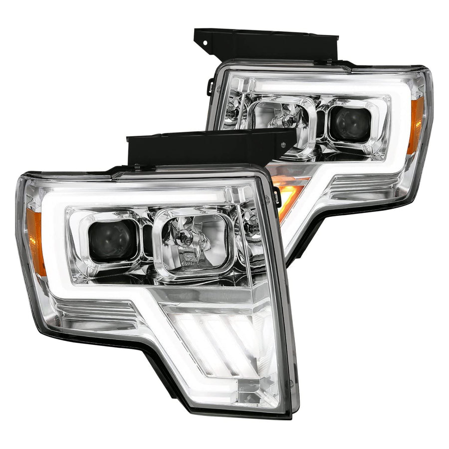 ANZO (111470) USA 2009-2013 Ford F-150 Projector Light Bar G4 Switchback H.L. Chrome Amber