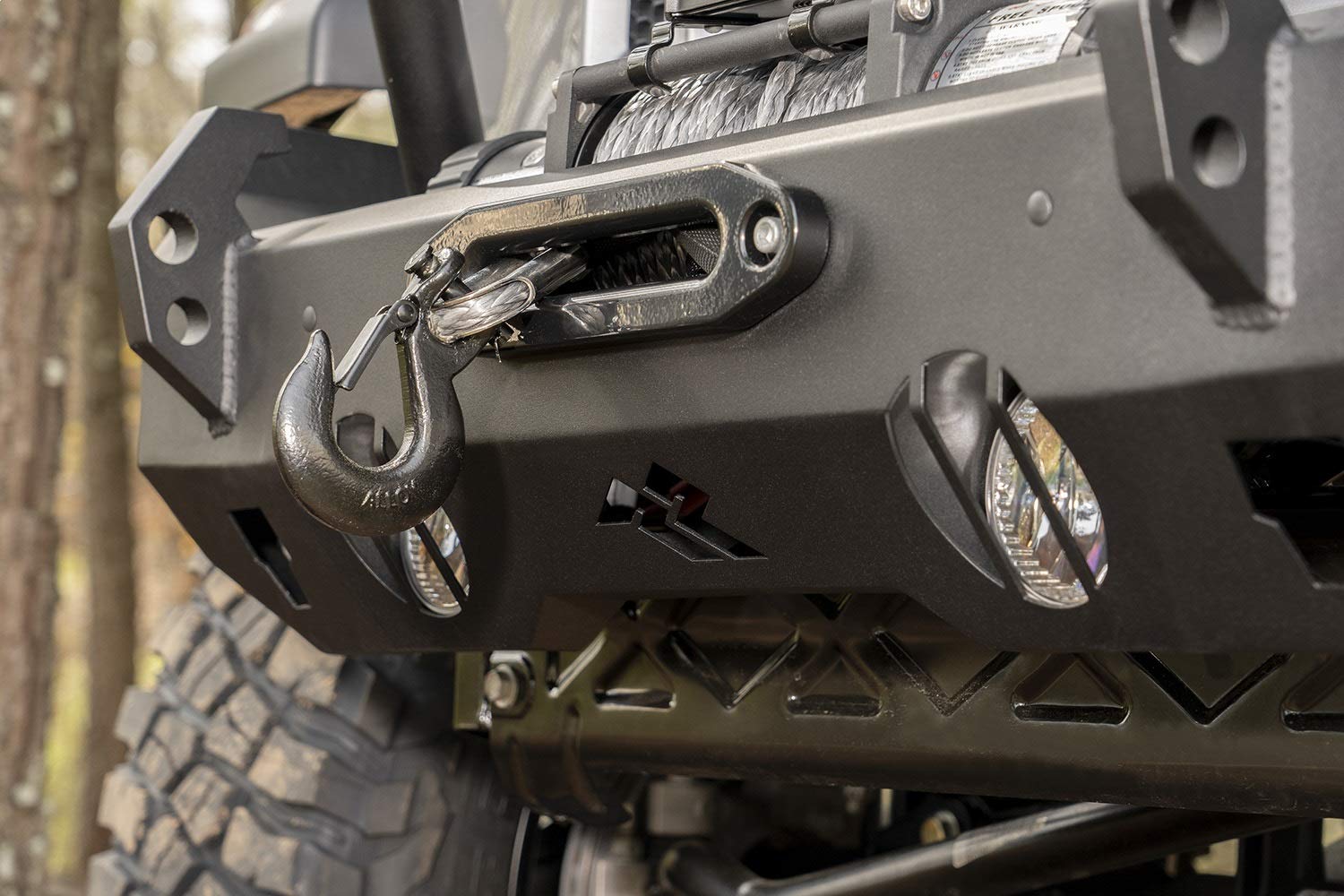Front Rugged Ridge HD Bumper for Jeep Wrangler/Gladiator | Full-Width, Steel, Black | 11540.31 | Fits 2007-2025 Jeep Wrangler JK/JL; 2020-2025 Jeep Gladiator JT