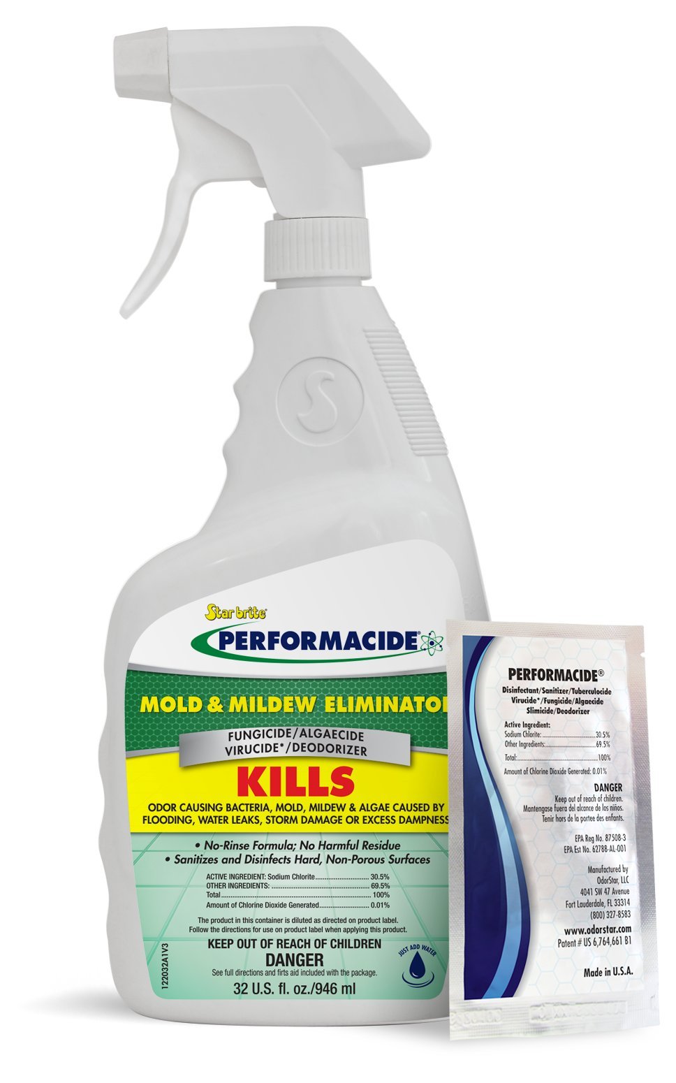 Mold & Mildew Eliminator Performacide - Disinfectant, Sanitizer & Deodorizer - 32 Oz Kit