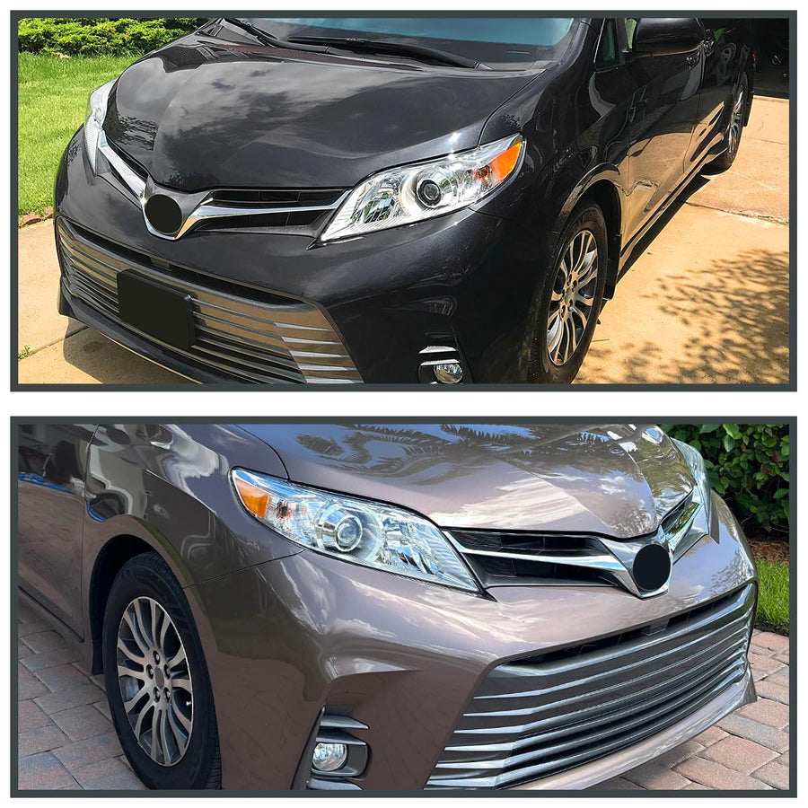 Spec-D Tuning Projector Chrome Headlights Compatible with 2011-2020 Toyota Sienna, Left + Right Pair Headlamp Assembly