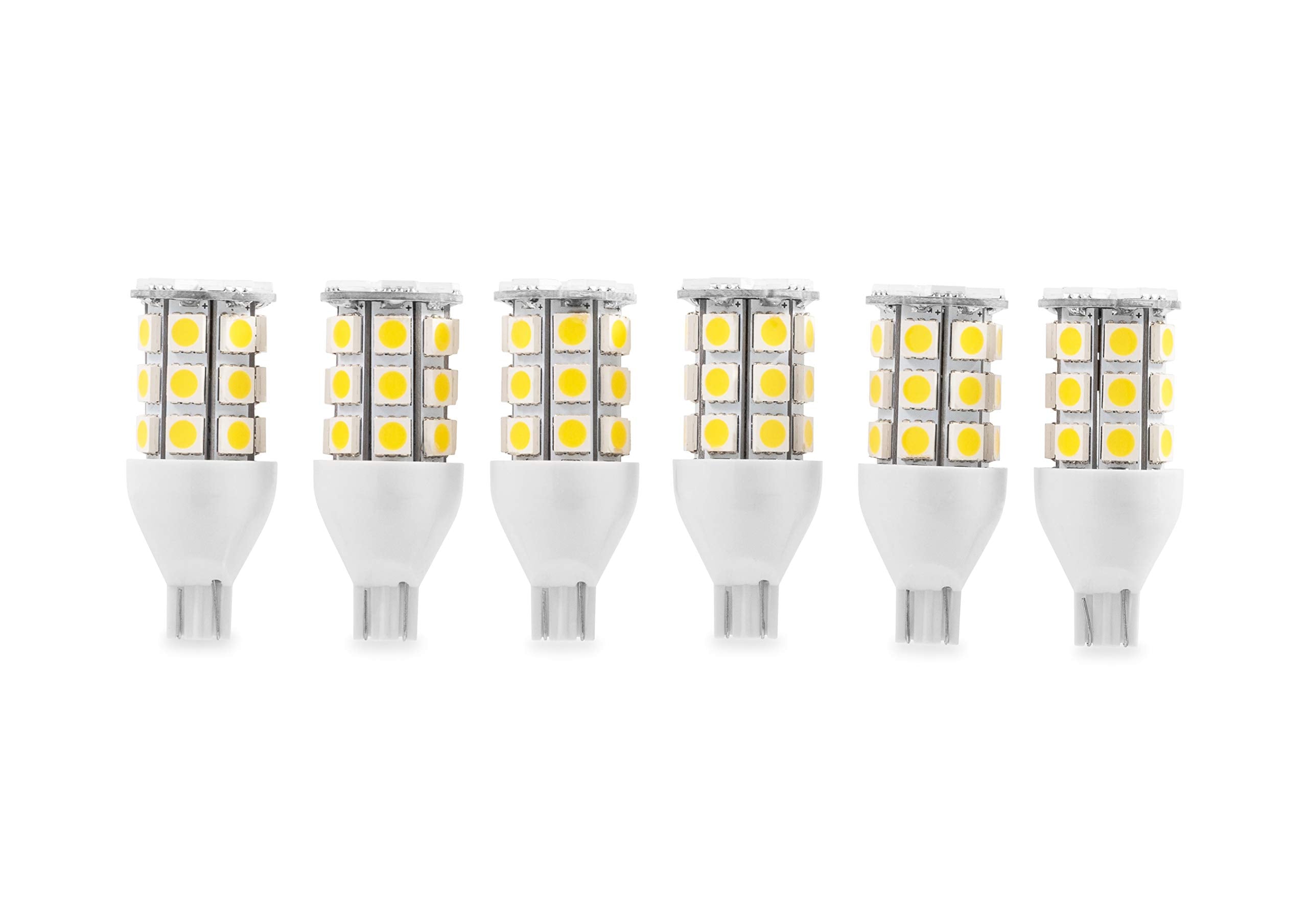 LED Bulb Camco 921 (T10 Wedge) with 27 Diodes - Replacement Light Bulb for OEM RV Applications - Features a 30,000 Hour Life Expectancy - 6 Pack (54635)
