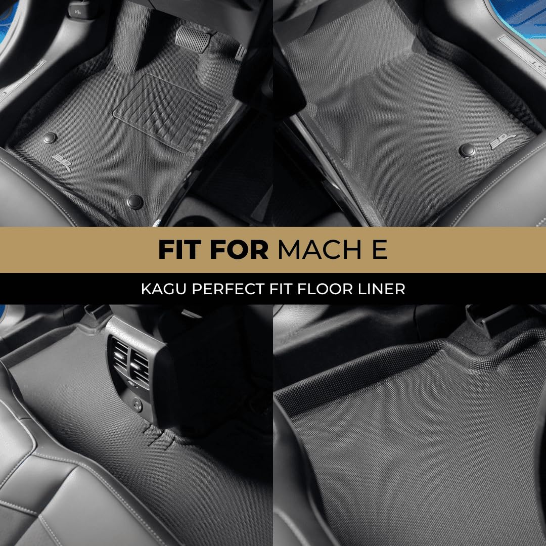 3D MAXpider Kagu Custom Fit Floor Mat (Black) Compatible with Ford Mustang Mach-E 2021-2025 - Full Set