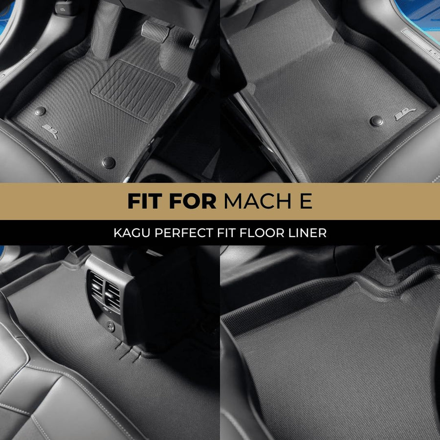 3D MAXpider Kagu Custom Fit Floor Mat (Black) Compatible with Ford Mustang Mach-E 2021-2025 - Full Set