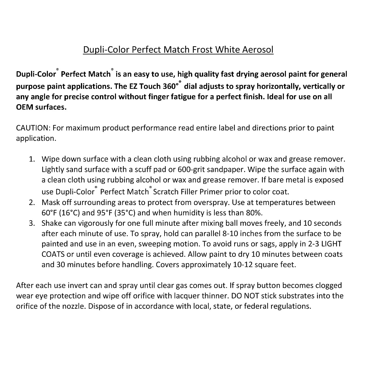 Honda Frost White Dupli-Color EBHA09507 Perfect Match Automotive Spray Paint – 8 oz. Aerosol Can