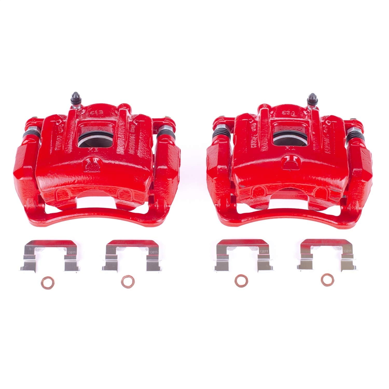 Power Stop S6462S Front Pair of High-Temp Red Powder Coated Calipers For Hyundai Santa Fe Sport 2013-2016, Kia Sorento 2014-2020 [Model Specific]