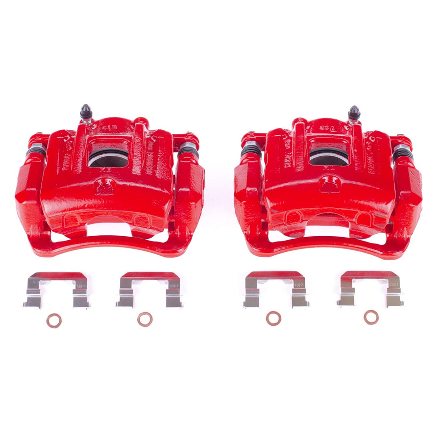 Power Stop S6462S Front Pair of High-Temp Red Powder Coated Calipers For Hyundai Santa Fe Sport 2013-2016, Kia Sorento 2014-2020 [Model Specific]