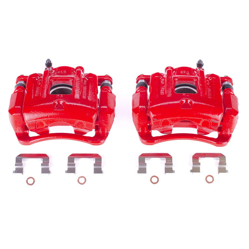 Power Stop S6462S Front Pair of High-Temp Red Powder Coated Calipers For Hyundai Santa Fe Sport 2013-2016, Kia Sorento 2014-2020 [Model Specific]