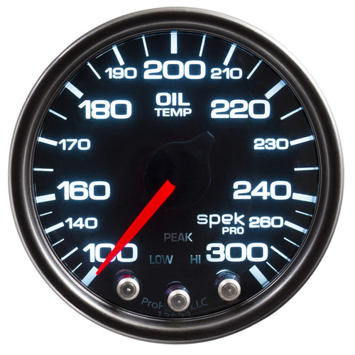 Auto Meter Gauge P32252, Oil Temp, 2 1/16", 300ºf, Stepper Motor W/Peak & Warn, Smoke/Blk, Spek-Pro