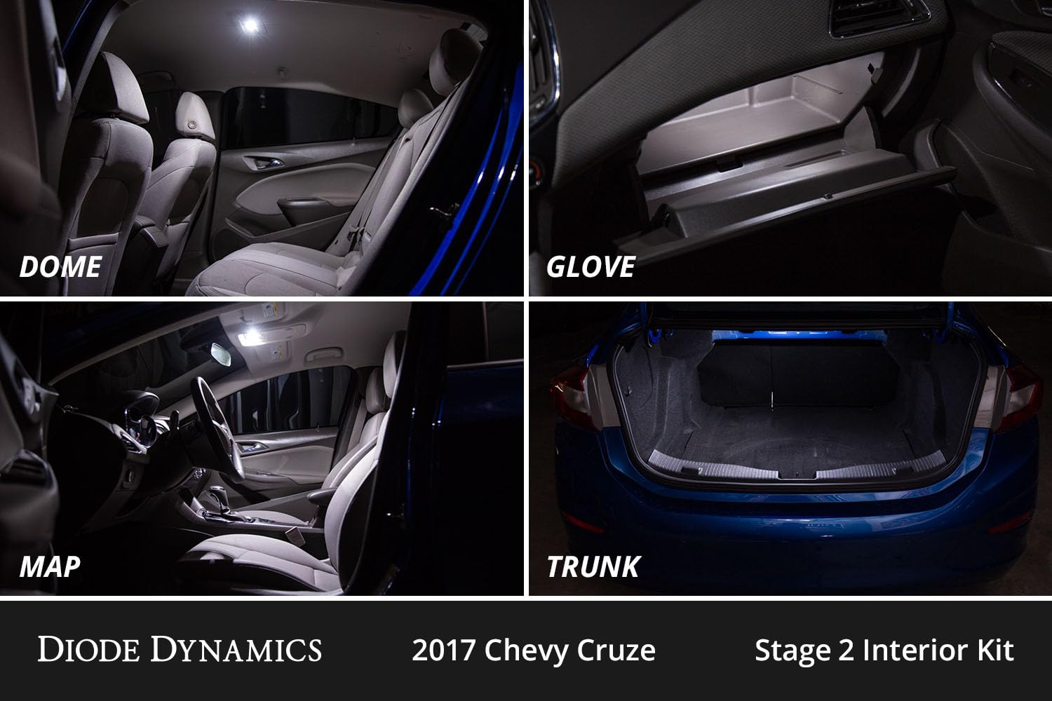 Diode Dynamics interior bulb pack LED compatible with Chevrolet Cruze 2011-2015, Stage 1