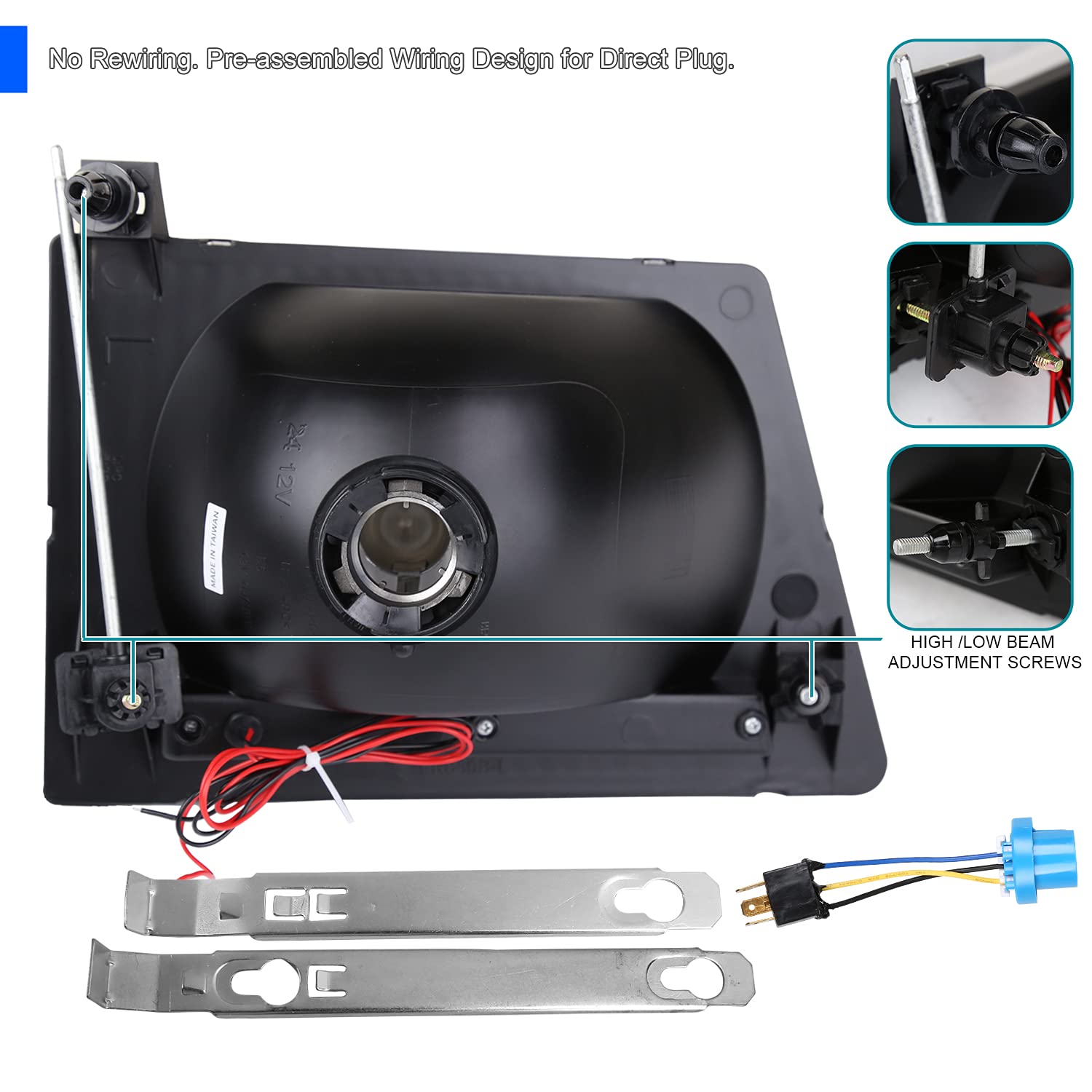 Black Housing SPEC-D TUNING Clear Lens LED Strip Headlights + Corner Lights Compatible with 1992-2006 Ford E150 E250 E350 E450 E550 Econoline Van L+R Pair Head Light Lamp Assembly