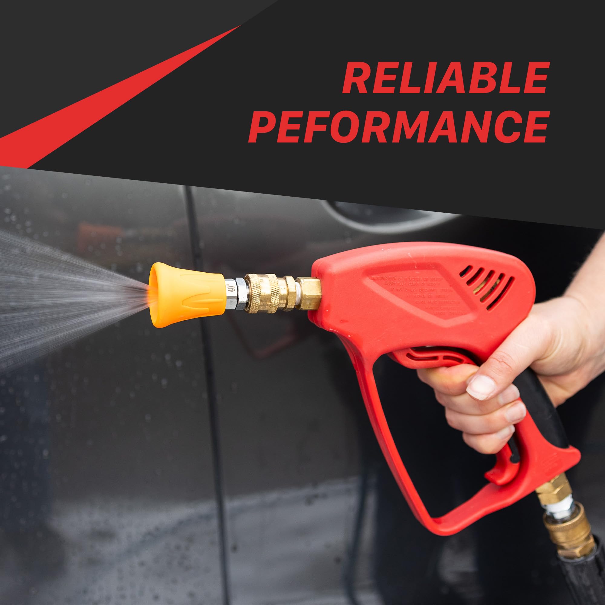 Premium Maxshine Stainless Steel Spray Nozzle Set | Universal ¼″ Quick-Connect Nozzles (15°, 25°, 40°) in Protective Rubber Housing | Durable, Leak-Free Professional Car Wash Accessory