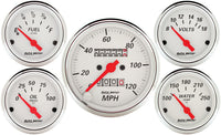 Auto Meter 5 PC. Gauge KIT, 3-1/8" & 2-1/16", MECH. Speedometer, Arctic White