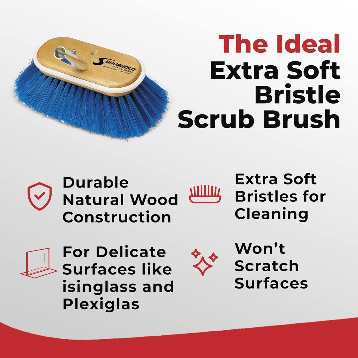 6" Shurhold Nylon Extra Soft Bristles Deck Brush