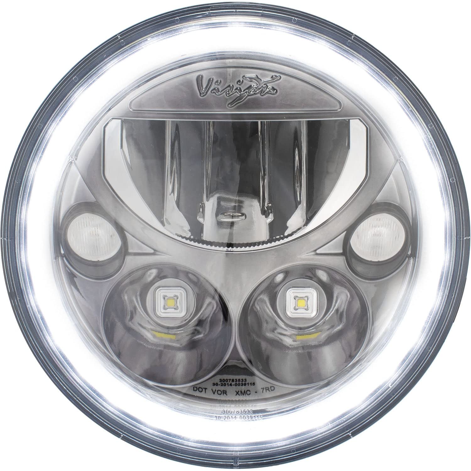 5.75" Round Vision X Lighting (XMC-575RDB) LED Motorcycle Headlight w/Low-High-Halo, Single Light, Black Chrome Face